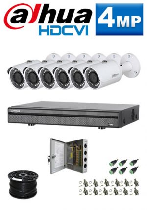 4Mp Custom Dahua HDCVI Package - 8Ch DVR, 6 Bullet Cameras (SW)