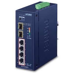Industrial 4-Port 10:100:1000T 802.3at PoE + 2-Port 100:1000X SFP Ethernet Switch