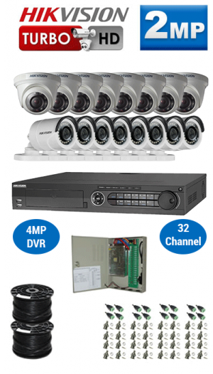 2MP Custom HIKVISION Turbo HD Package - 1080P 32Ch DVR, 16 Bullet & Dome Cameras | WCCTV