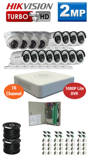 2MP Custom HIKVISION Turbo HD Package - 1080P Lite 16Ch DVR, 16 Bullet & Dome Cameras | WCCTV