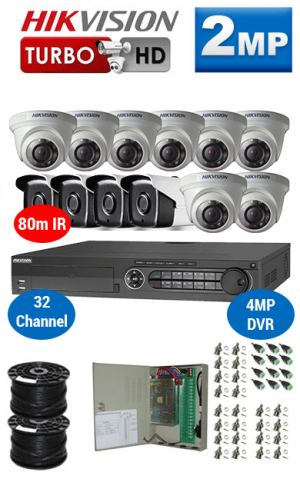 2MP Custom HIKVISION Turbo HD Package - 4MP 32Ch DVR, 12x 80m IR Bullet & Dome Cameras | WCCTV