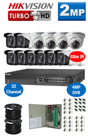 2MP Custom HIKVISION Turbo HD Package - 4MP 32Ch DVR, 12x 80m IR Bullet & Dome Cameras | WCCTV