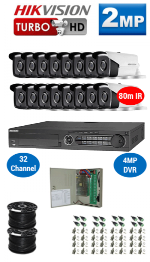 2MP Custom HIKVISION Turbo HD Package - 4MP 32Ch DVR, 16x 80m IR Bullet Cameras | WCCTV