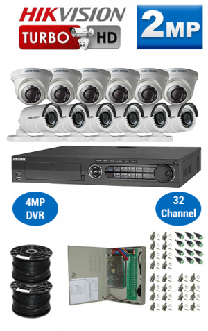 2MP Custom HIKVISION Turbo HD Package - 1080P 32Ch DVR, 12 Bullet & Dome Cameras | WCCTV