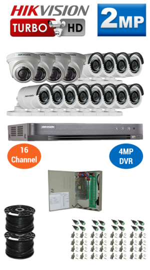 2MP Custom HIKVISION Turbo HD Package - 1080P 16Ch DVR, 16 Bullet & Dome Cameras | WCCTV