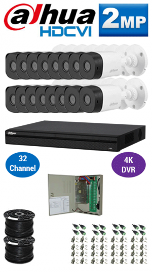 2MP Custom DAHUA Turbo HD Package - 4K 32Ch DVR, 16 Bullet Cameras | WCCTV
