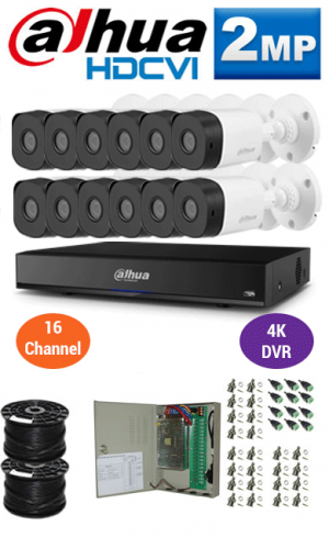 2MP Custom DAHUA Turbo HD Package - 4K 16Ch DVR, 12 Bullet Cameras | WCCTV