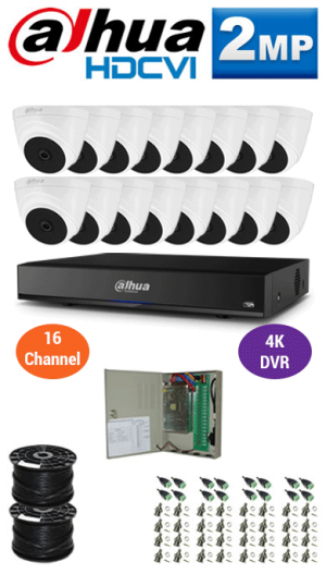 2MP Custom DAHUA Turbo HD Package - 4K 16Ch DVR, 16 Dome Cameras | WCCTV