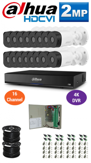 2MP Custom DAHUA Turbo HD Package - 4K 16Ch DVR, 16 Bullet Cameras | WCCTV