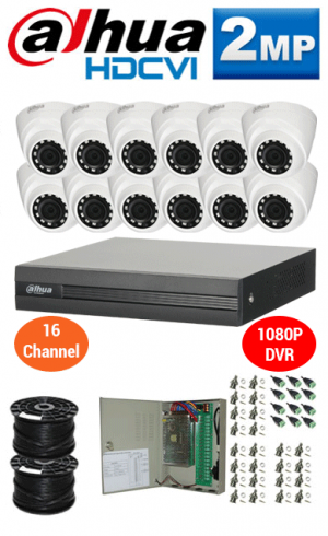 2MP Custom DAHUA Turbo HD Package - 1080P 16Ch DVR, 12 Dome Cameras | WCCTV