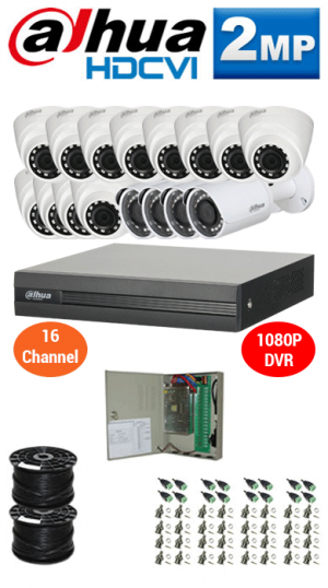 2MP Custom DAHUA Turbo HD Package - 1080P 16Ch DVR, 16 Bullet & Dome Cameras | WCCTV