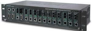 15-Slot Media Converter Chassis with Redundant Power Supply System