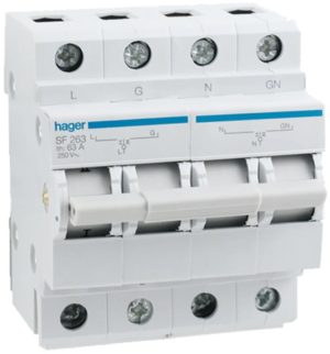 Hager Changeover switch on-off-on Din rail 2-pole 63A